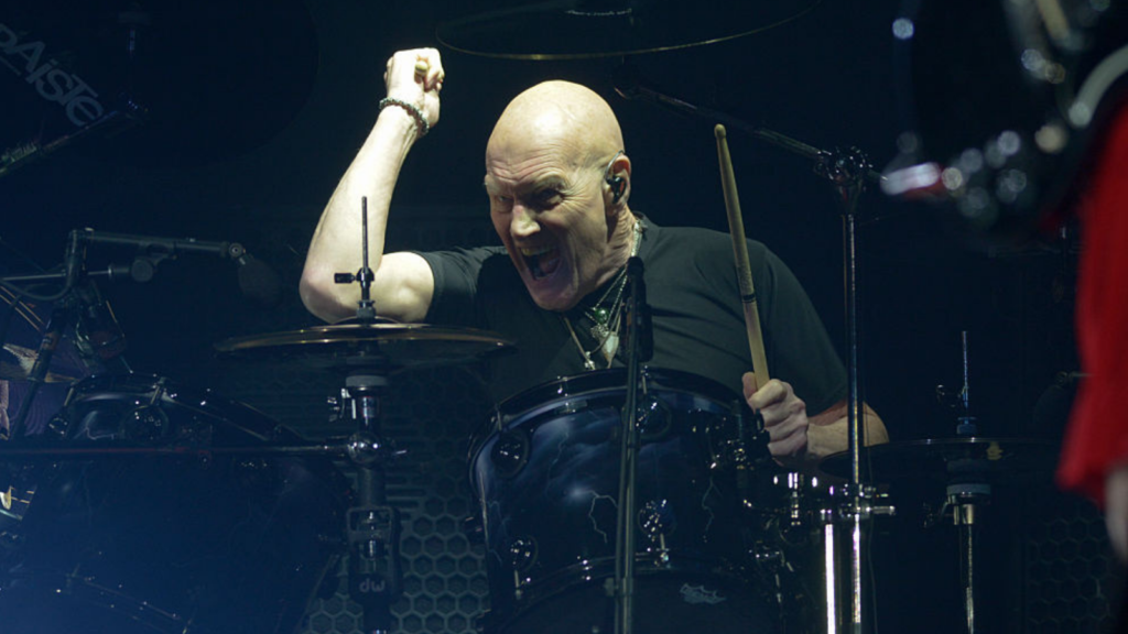Chris Slade performs with AC/DC in Seville, Spain, in 2016. Credit: Redferns