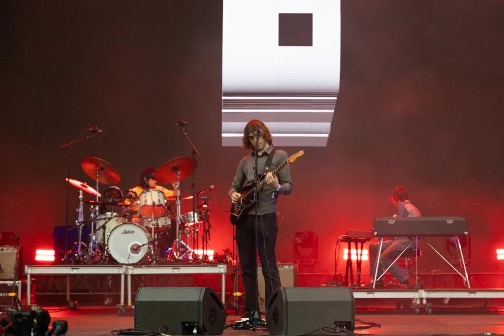 Geese performs on Day 3 of Lollapalooza on the Allianz stage in Grant Park on Saturday. Giacomo Cain