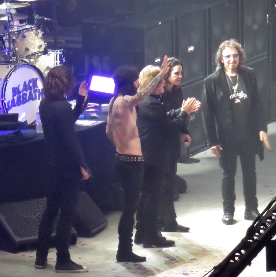 Tony Iommi and Ozzy Osbourne of Black Sabbath performing onstage in 2016.